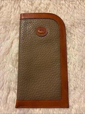 Dooney & Bourke Tan Pebbled Leather Eye Glass Holder with Tan Trim